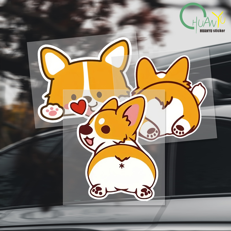 Car Cartoon Car Sticker Corgi  - Motorcycle Gear Helmets recension och pris